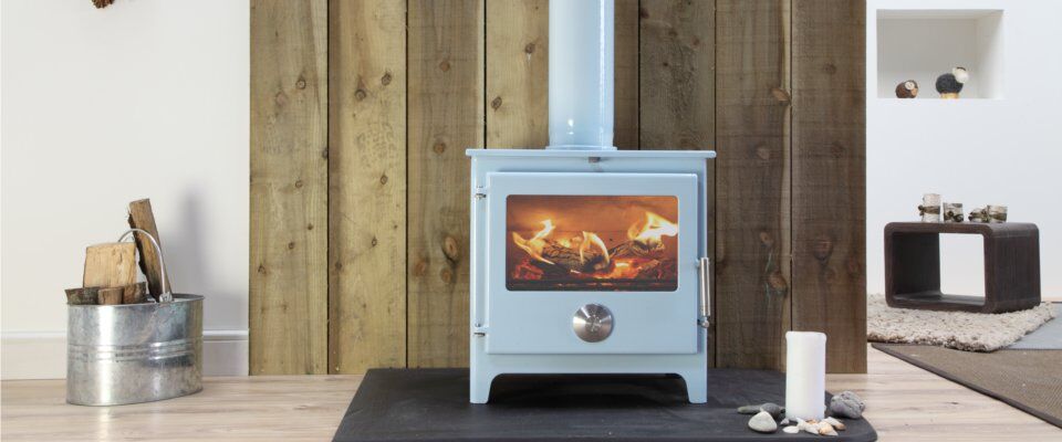 Mendip 8 Powder Blue Enamel Multi Fuel Stove